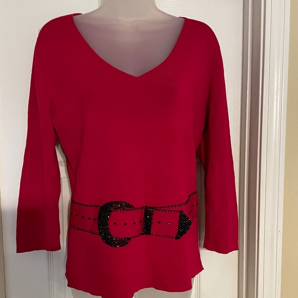 Ruby Rd. Sweaters - Ruby Rd. Bedazzled Red Sexy Bedazzled  sweater-top, size L